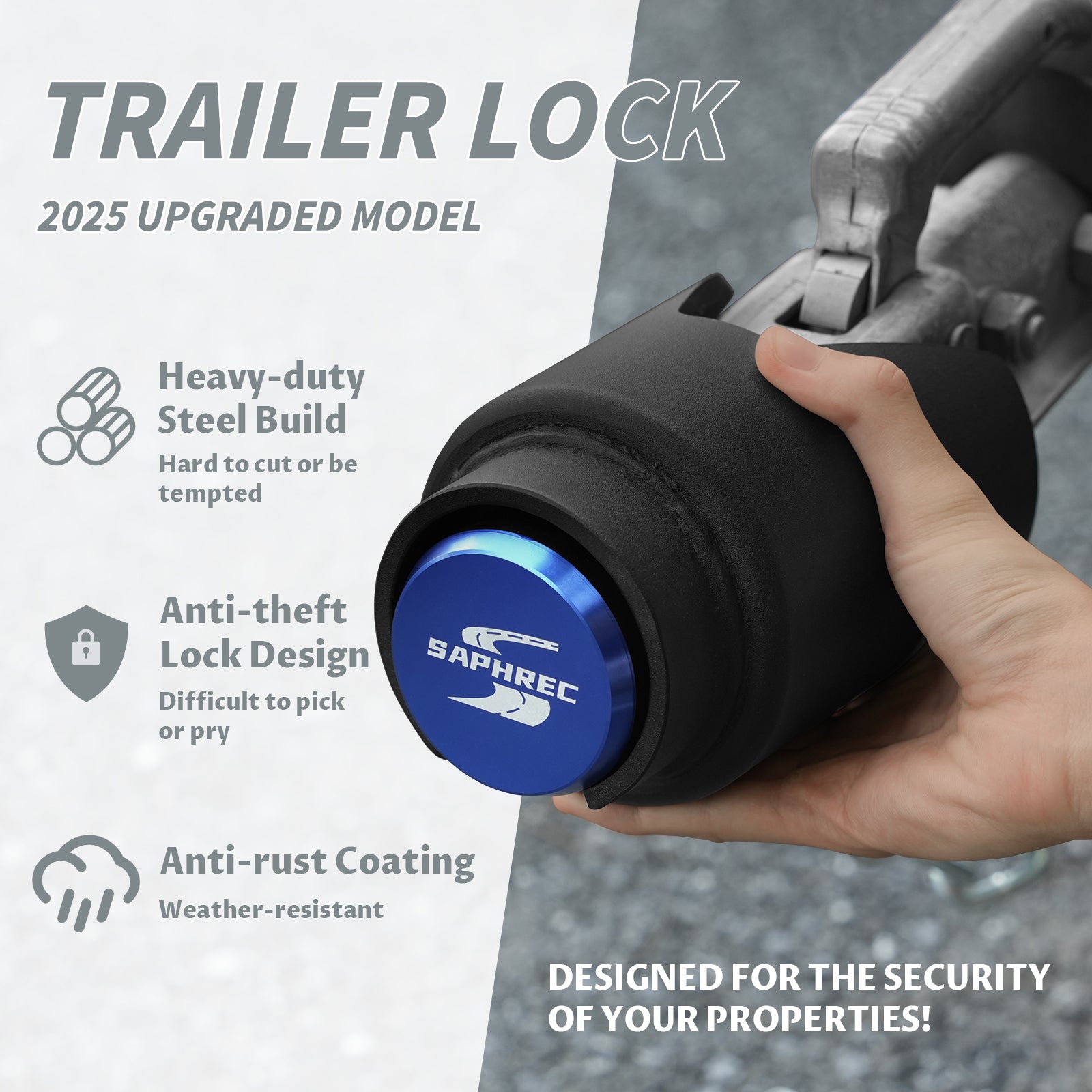 SaphRec 2 Inch Heavy Duty Anti-theft Trailer Lock — image 2