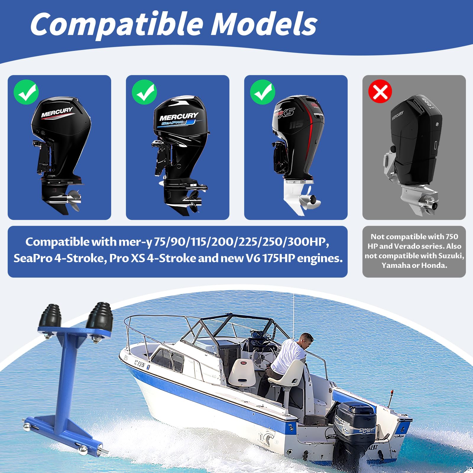 Transom Saver Motor Toter, Outboard Motor Support, Fits 75/90/115/200/225/250/300HP 4-Stroke Engines — image 3