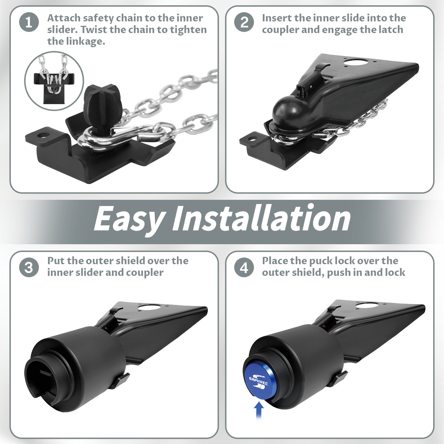 SaphRec 2-5/16 Inch Heavy Duty Anti-theft Trailer Lock