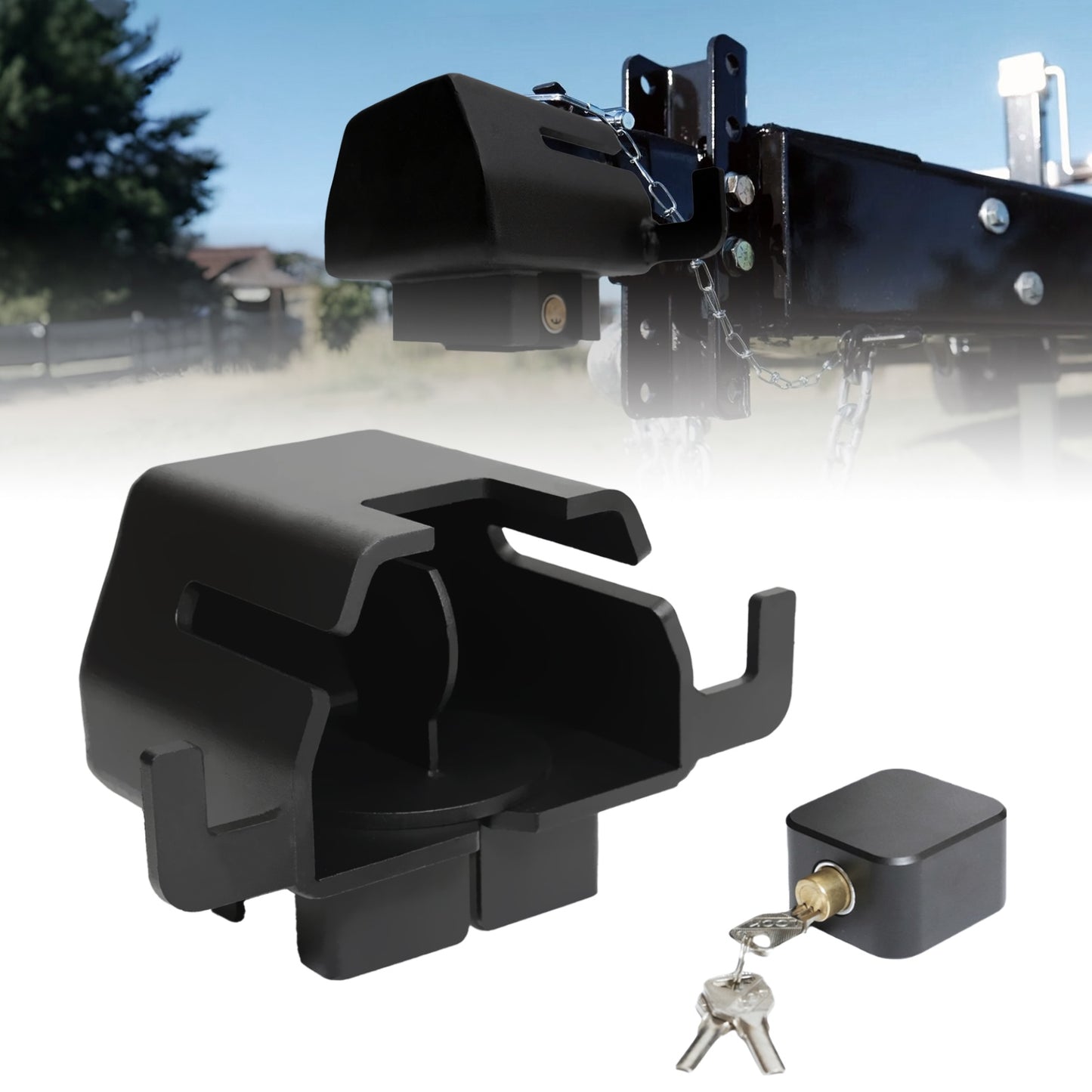SaphRec Dual-size Trailer Lock, Fits both 2 and 2-5/16 Inch Coupler